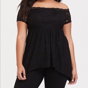 Torrid babydoll black lace top